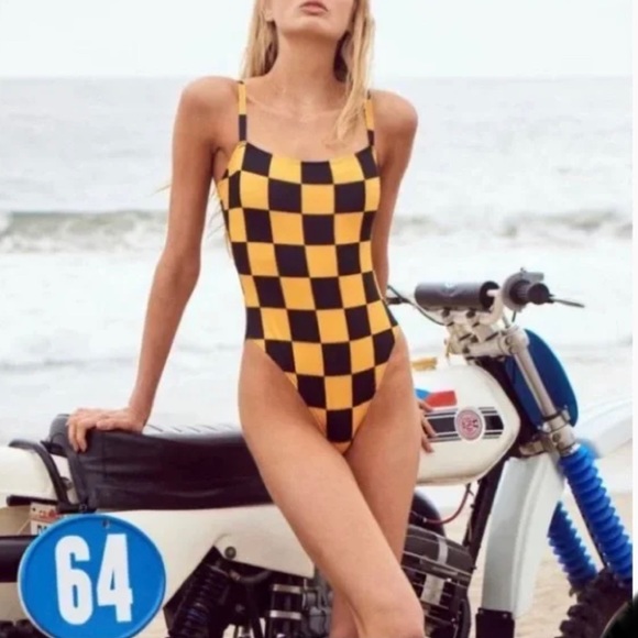 New Solid & Striped x Re/Done The Malibu Checkered Swimsuit Size XS - Picture 1 of 6